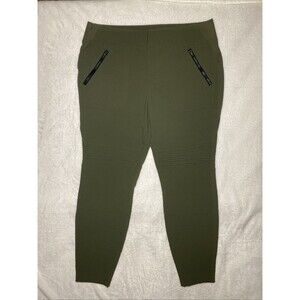 Duluth Trading Co Women's Olive Green Zip Pocket Moto Work Pants Sz 16R Stretch